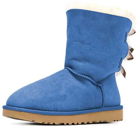 FSJ Women Cute Winter Flats Round Toe Ankle Snow Boots Comfy Low Heels Warm Fur Bows Shoes Size 4-15 US