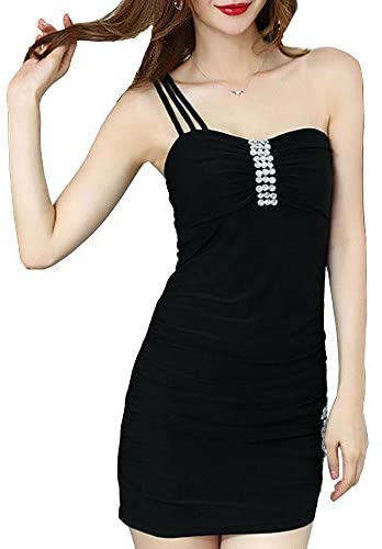 Women's One Shoudler Strapped Bodycon Dress