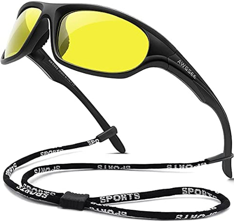 AWGSEE Polarized Sports Sunglasses For Men Cycling Driving Fishing Sun Glasses TR90 Unbreakable Frame 100% UV Protection