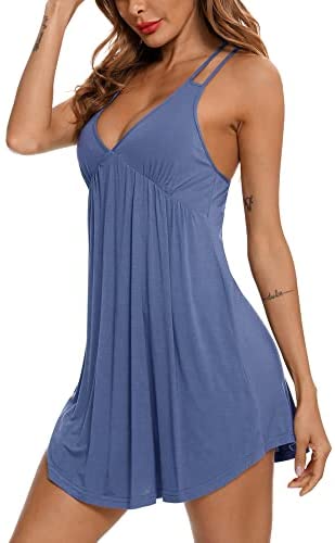 Sexy Lingerie Sleepwear for Women Chemises V-Neck Full Slip Babydoll Nightgown Dress S-XXL