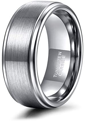 TRUMIUM 6mm 8mm Tungsten Wedding Ring Band for Men Women Black Blue Two Tone Brush Finish Scratch Resistant Size 6-13