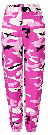 Women's Stylish Camouflage Cargo Pants Classic High Waist Denim Cargo Jogger