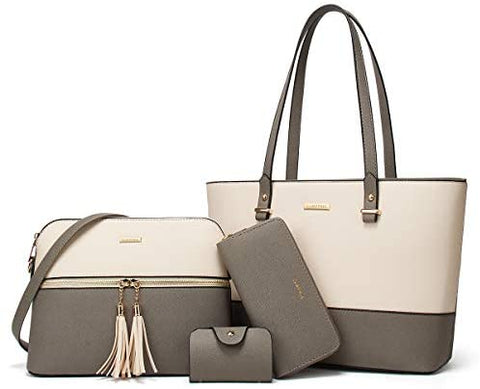 Women Fashion Handbags Wallet Tote Bag Shoulder Bag Top Handle Satchel Purse Set 4pcs