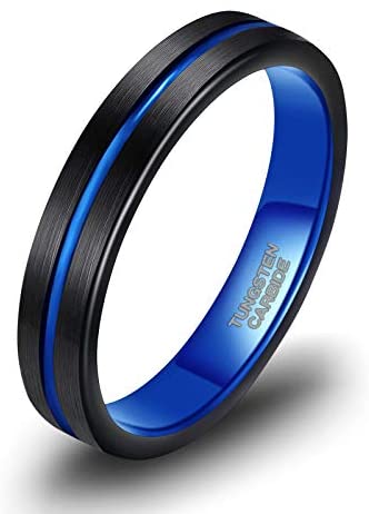 TRUMIUM 4mm Tungsten Ring Wedding Bands for Men Women Thin Groove Two Tone Engagement Ring Size 5-12