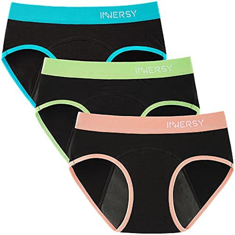 INNERSY Big Girls' Period Panties Menstrual Underwear for First Period Starter 3-Pack