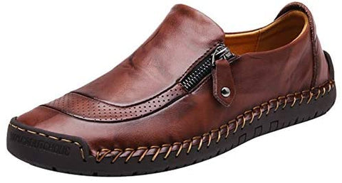 JINGJING Men Loafers Casual Zipper Non-Slip Soft Comfortable Slip On Loafers