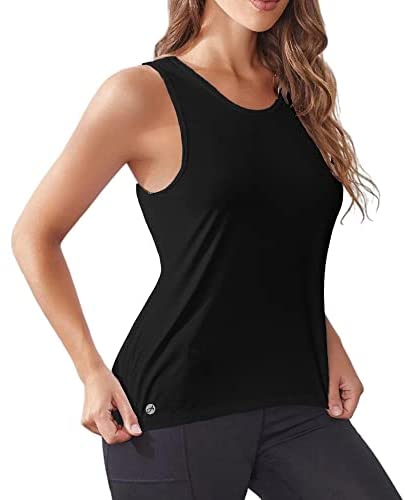 Women's Casual Sleeveless Crewneck Tank Tops Mesh Breathable High Low Workout Loose Shirts Tees Tops