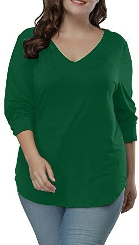 Women's Plus Size T Shirts Long Sleeve Asymmetric Hem Casual Tee Tops