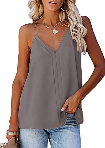 Womens V Neck Camisole Solid Sleeveless Tank Tops Casual Halter Loose Fit Racerback Shirts