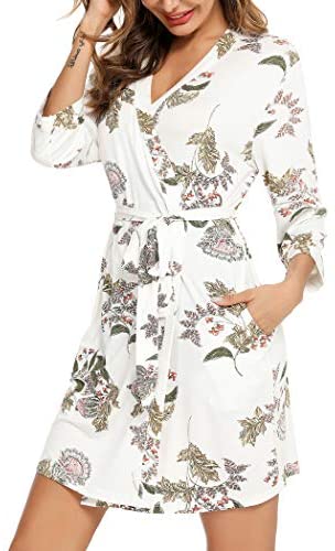 Robe for Women Kimono Robes Soft Bamboo Sleepwear Short Knit Bathrobe Ladies Loungewear S-XXL