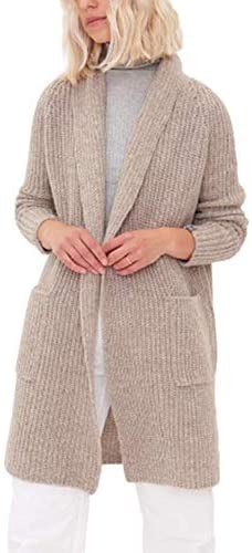 Aoysky Women's Long Sleeve Cable Knit Sweater Open Front Cardigan Loose Outerwear with Pockets