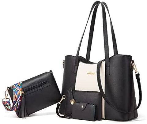 Women Fashion Handbags Wallet Tote Bag Shoulder Bag Top Handle Satchel Purse Set 4pcs