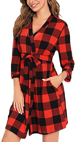Robe for Women Kimono Robes Soft Bamboo Sleepwear Short Knit Bathrobe Ladies Loungewear S-XXL