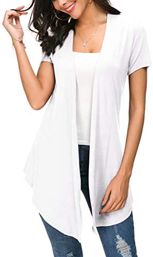 Womens Open Front Short Sleeve Cardigans for Women Lightweight Summer Drape Cardigan Vest