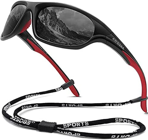 AWGSEE Polarized Sports Sunglasses For Men Cycling Driving Fishing Sun Glasses TR90 Unbreakable Frame 100% UV Protection