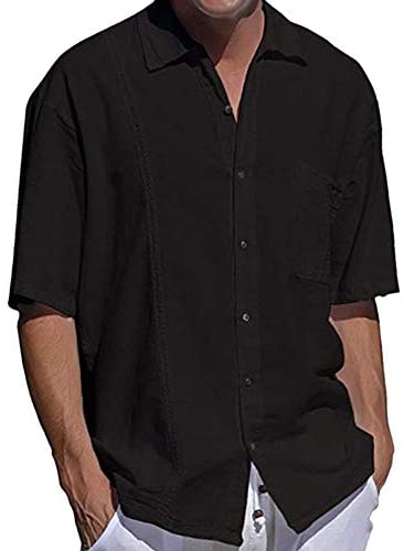 Men's Turndown Collar Short Sleeve Solid Casual Fitted Shirts