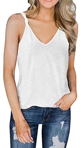 GAMISOTE Womens V Neck Tank Tops Knotted Straps Sleeveless Basic Workout Tees Shirt