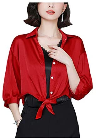 Women's Fashion Long Sleeve Top Blouses Sexy V Neck Button Down Blouse Shirt