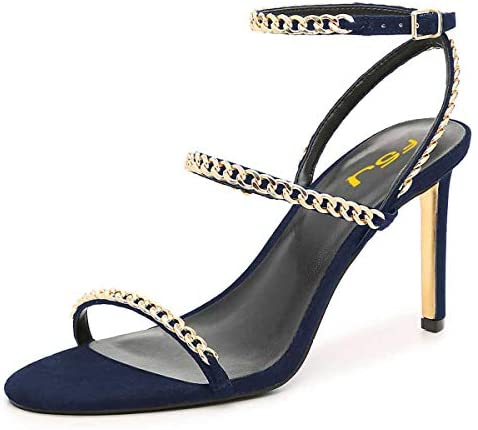 Sexy Bridal Women Chain Strappy Sandals Slim High Heel Ankle Strap Slingback Wedding Dress Shoes Size 4-15 US