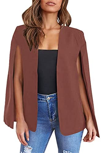 GAMISOTE Womens Cape Blazer Split Sleeve Open Front Casual Jacket Coat Workwear