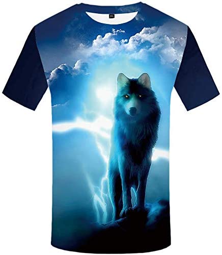 KYKU Unisex Wolf Shirt Wolves Shirts Wild Animal 3D Printed Graphic T-Shirt