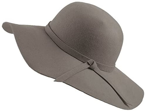 Women's Foldable Wide Brim Felt Bowler Fedora Floopy Wool Hat