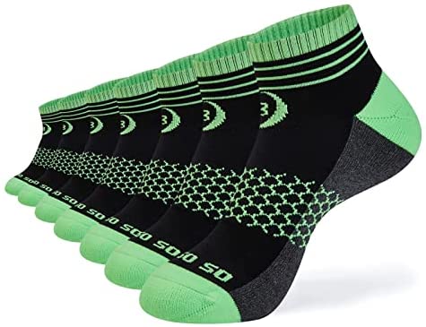 Womens Ankle Socks 7 Pairs Running Athletic Cushioned Sole Heel Shield Socks With Tab