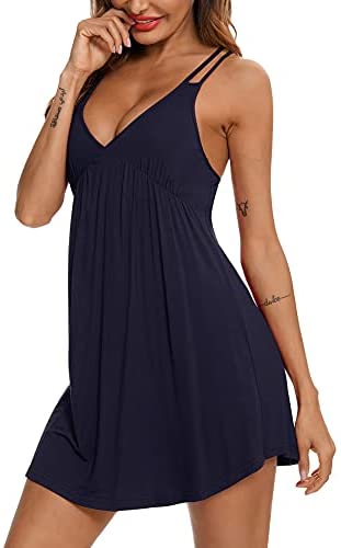 Sexy Lingerie Sleepwear for Women Chemises V-Neck Full Slip Babydoll Nightgown Dress S-XXL