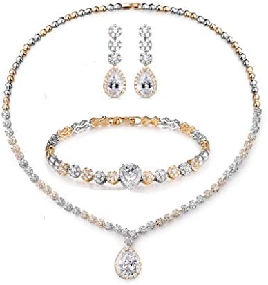 White Gold Plated Jewelry Set with White AAA Cubic Zirconia