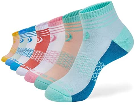 Womens Ankle Socks 7 Pairs Running Athletic Cushioned Sole Heel Shield Socks With Tab