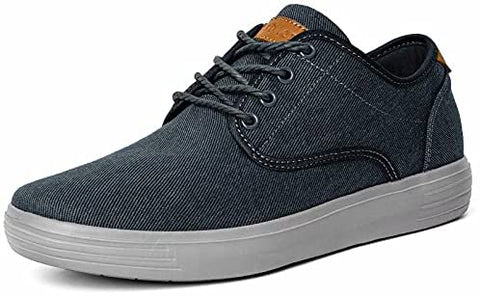 konhill Men's Canvas Fashion Sneakers - Lace-up Casual Flat Walking Skate Shoes