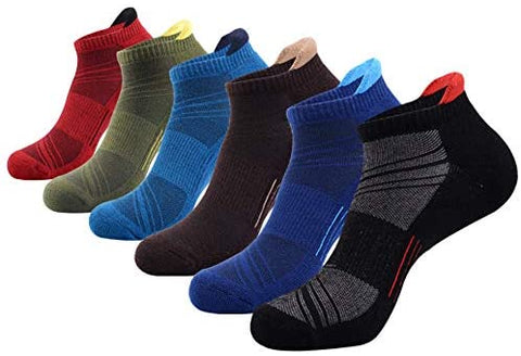 Mens Ankle Low Cut Athletic Tab Socks for Men Sport Comfort Cushion Sock 6 Pack