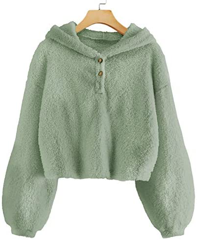 GAMISOTE Kids Girl's Fuzzy Hoodies Warm Loose Button Down Pullover Sherpa Jacket Top