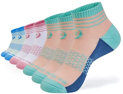 Womens Ankle Socks 7 Pairs Running Athletic Cushioned Sole Heel Shield Socks With Tab