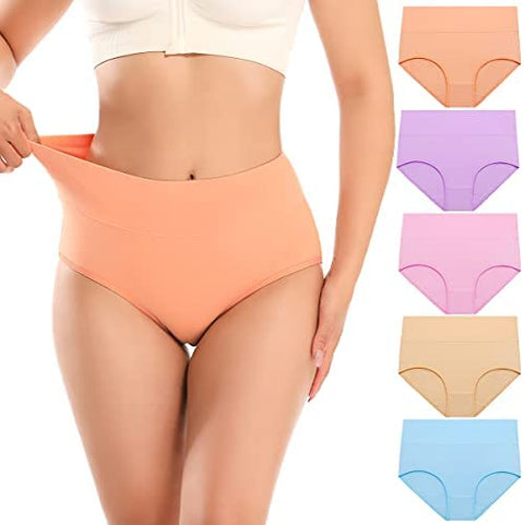 POKARLA Womens Cotton Underwear Postpartum Recovery C Section High Waisted Panties 5-Pack