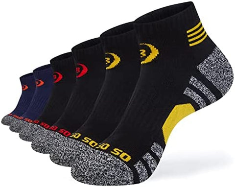 Mens Ankle Socks Athletic Thick Cushioned Breathable 6 Pairs Low MID-CREW With Arch Support Cozy Cotton Socks