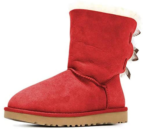 FSJ Women Cute Winter Flats Round Toe Ankle Snow Boots Comfy Low Heels Warm Fur Bows Shoes Size 4-15 US