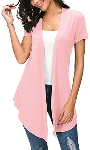 Womens Open Front Short Sleeve Cardigans for Women Lightweight Summer Drape Cardigan Vest