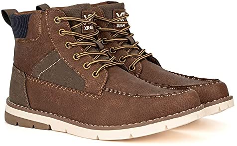Xray Footwear Ravine Men’s Fashion Classic Combat Leather Ankle Mid-Top Oxford Boots, Round Toe, Thermoplastic rubber Outsole