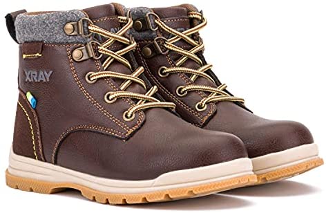 X RAY Footwear Ashton Boy’s Fashion Classic Combat Leather Mid-Top Chukka Boots, Chukka Heel, Plain Toe, Thermoplastic rubber Outsole