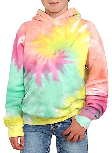 GAMISOTE Unisex Kids Tie Dye Sweatshirt Boys Girls Hooded Kangaroo Pocket Pullover Hoodies