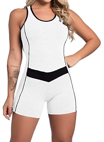 Womens Sleeveless Workout Rompers Active Yoga Running Bodycorn Jumpsuit Activewear