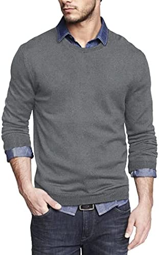 Men Knit Dress Sweater Slim Fit Crew Neck Long Sleeve Pullover Sweater