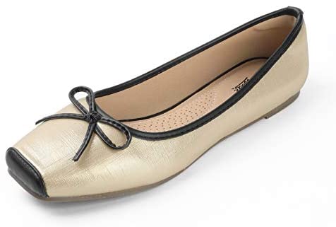 Heel The World Women's Ballet Flats Square Toe Ballerina Flat Shoes with Bow
