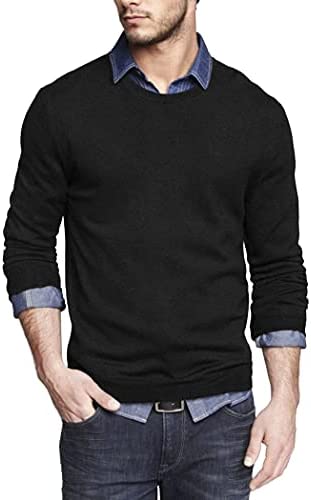 Men Knit Dress Sweater Slim Fit Crew Neck Long Sleeve Pullover Sweater