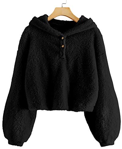 GAMISOTE Kids Girl's Fuzzy Hoodies Warm Loose Button Down Pullover Sherpa Jacket Top