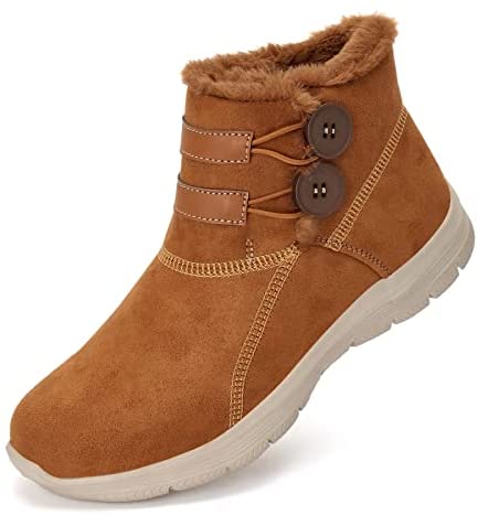 konhill Women's Winter Snow Boots - Warm Lining Ankle Booties Slip on Comfortable Outdoor Shoes