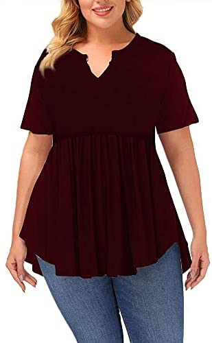 Women's Plus Size Tunic Tops Short Sleeve Floral Tunics for Leggings
