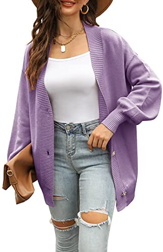 GAMISOTE Womens Cardigan Sweaters Chunky Oversized V Neck Long Knitted Button Down Outerwear