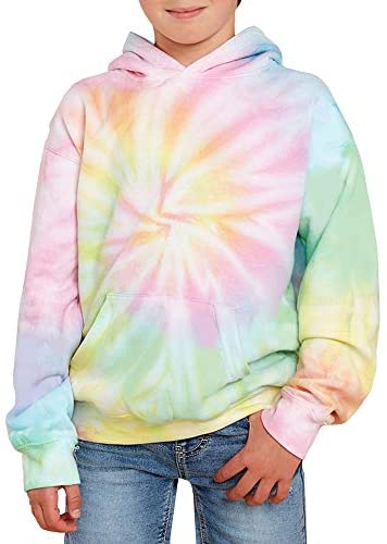 GAMISOTE Unisex Kids Tie Dye Sweatshirt Boys Girls Hooded Kangaroo Pocket Pullover Hoodies